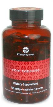 Immuno-Viva Core (120 caps)* Immuno-Viva Core capsules deliver super-potent antioxidants to the system, boosting immune function. 1 tsp of Core oil is equivalant to 16 pounds of raspberries, rich in omega 3-6 and 9 fatty acids..